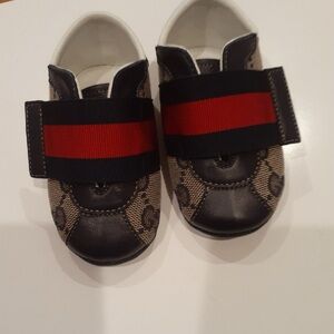 Designer Baby Shoes with Red and Black Strap